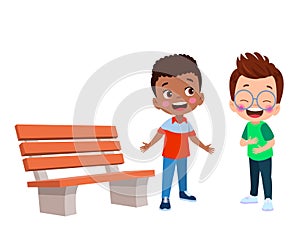 cute kid little boy sitting on bench