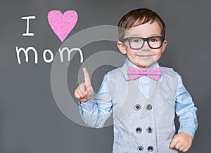 Cute kid saying I love you mom