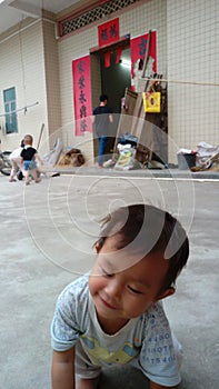 Cute Kid stand on the floor