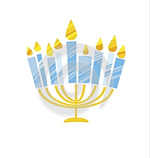 Cute kiddy style hanukkah menora vector illustration. photo