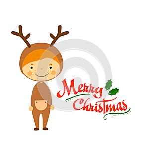 Cute kids and Christmas elements vector