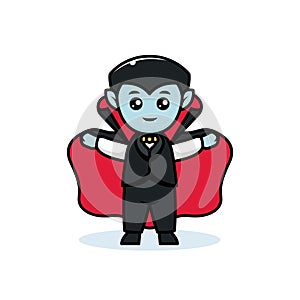 Cute kids with Dracula costume halloween design illustration