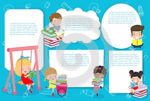 Cute kids education, school kids, back to school Template for advertising brochure,your text, ready for your message. Vector