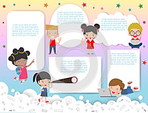 Cute kids education, school kids, back to school Template for advertising brochure,your text, ready for your message. Vector