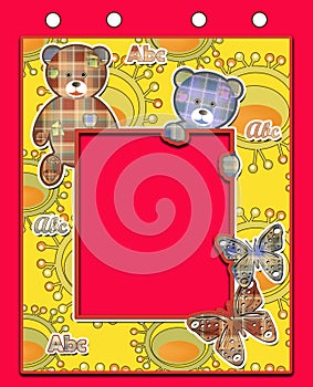Cute kids flag with bears on red