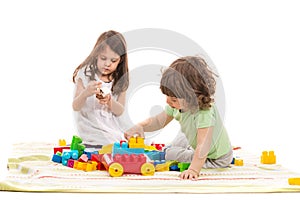 Cute kids playing home