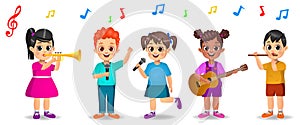 cute kids playing music together 