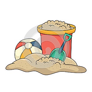 Cute Kids Sand Playing Tool Beach Toys Summer vector illustration