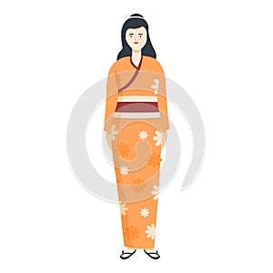 Cute kimono icon cartoon vector. Asian woman