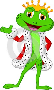 Cute king frog cartoon presenting