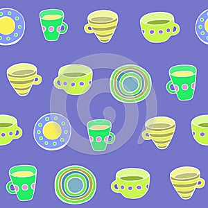 Cute kitchen utensil set. Vector seamless pattern.