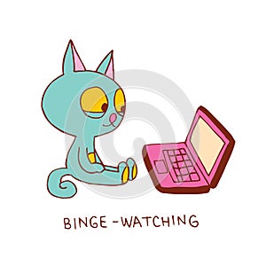 Cat binge watching photo