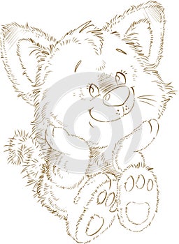 The cute kitten contour silhouette coloring page digital stamp illustration photo