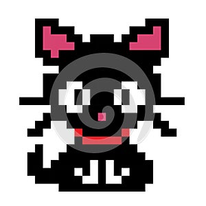 Cute kitten domestic pet pixel art - isolated vector. 8 bit pixel. NFT