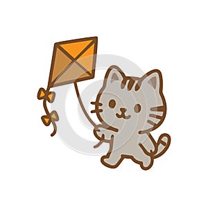 Cute Kitten Playing with a Kite