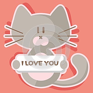 Cute kitten romantic card