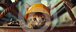 Cute Kitten Shows Off Construction Worker Skills With Adorable Helmet