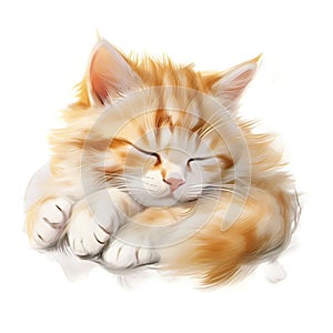 Cute Kitten is sleeping on a white Backdround