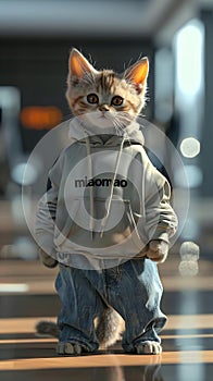 Cute kitten stands still