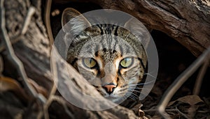 Cute kitten staring at camera with alertness and curiosity generated by AI