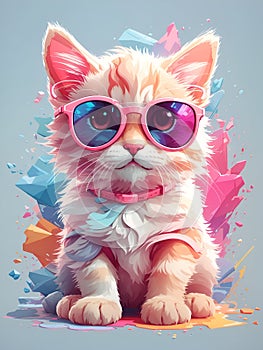Cute kitten Tshirt print design photo