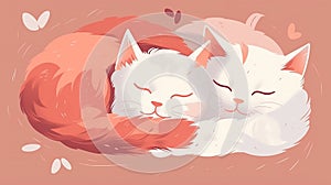 Cute kittens in love sleeping on soft knitted blanket. Feline love and friendship, generative ai tools
