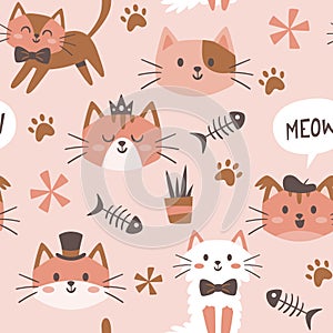 Cute Kitties Seamless Pattern photo