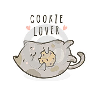 Cute kitty with cookie.