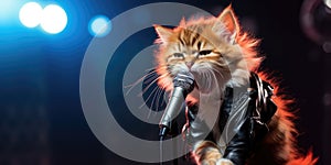Cute Kitty Singing Glam Metal On Stage, Glorious Performance photo