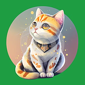 Cute kitty sticker style transparent PNG images.