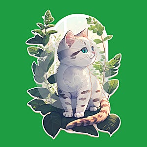 Cute kitty sticker style transparent PNG images.