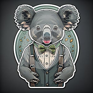 Cute koala with bow tie and suspenders. Vector illustration. generative ai