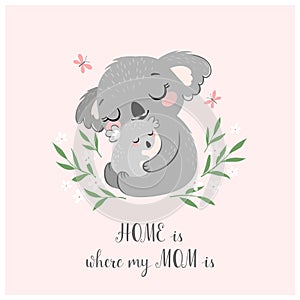 Cute koala MOM and baby
