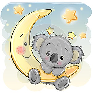 Cute Koala on the moon