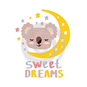 Cute koala sweet dreams