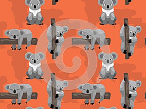 Cute Koala Tree Cartoon Seamless Background Wallpaper