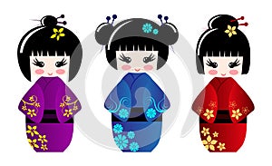 Cute kokeshi dolls