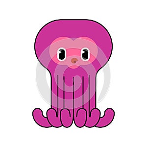 Cute Kraken baby isolated. Cartoon Octopus child. see animal vector illustration