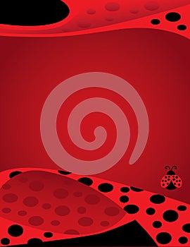 Cute Lady Bug on Polka Dot Background
