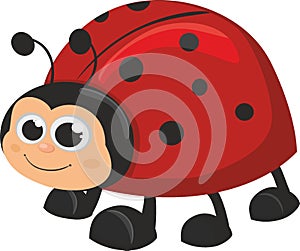 Cute ladybug isolated on white background.