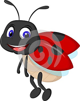 Cute ladybugs waving cartoon