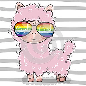 Cute Lama with sun glasses