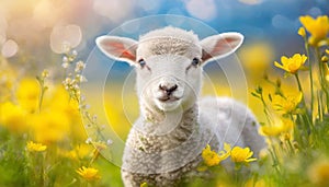 Cute lamb in a meadow
