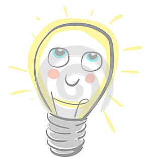 A cute lamp with rosy cheeks, vector or color illustration