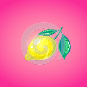 Cute lemon in cartoon style. Symbol of summer vocations