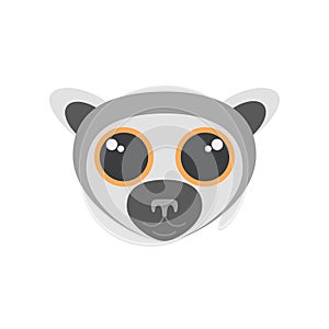 Cute lemur face, portrait of rainforest comic animal mascot for avatar