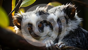 Cute lemur looking at camera in nature generated by AI