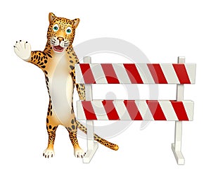 Cute Leopard cartoon character with baracade