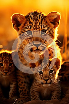 a cute leopardess and her cutest cubs photograph
