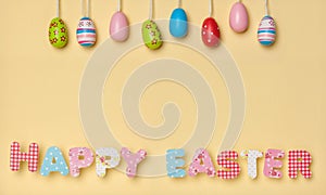 Cute Letters on Yellow - Happy Easter, with little colorful east